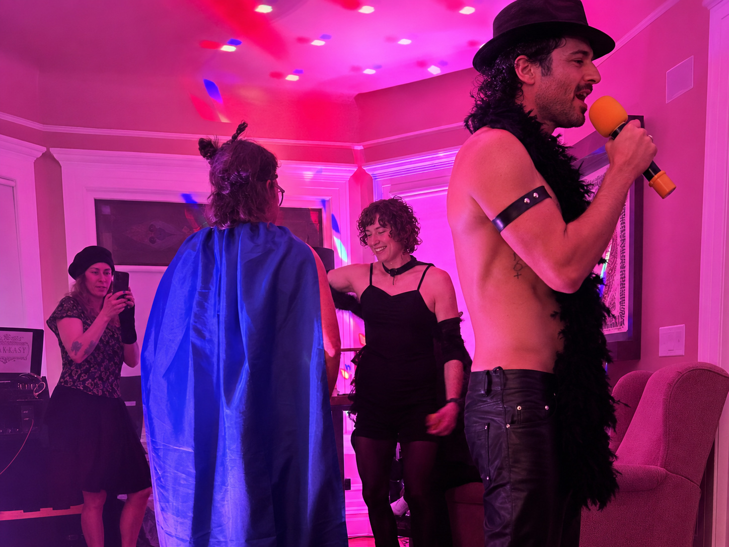 Alternative private party guests enjoying a themed karaoke moment