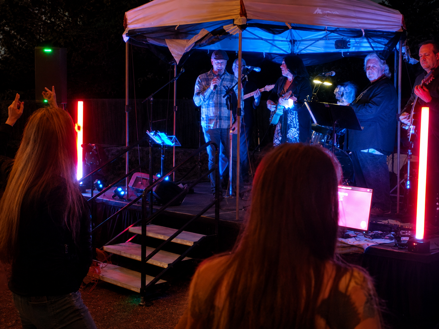 Guest singer performing with a live band
