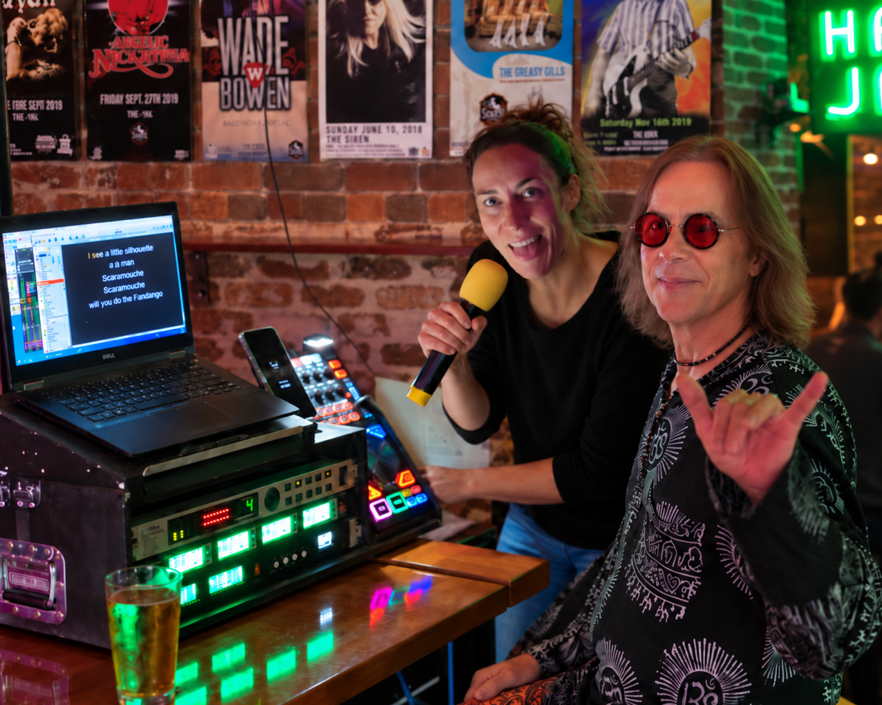 sloKaraoke hosts with the mobile production console at Happy Jacks